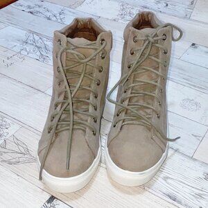 Guilty Soles Jenna Tan Vegan Suede High Top Sneaker